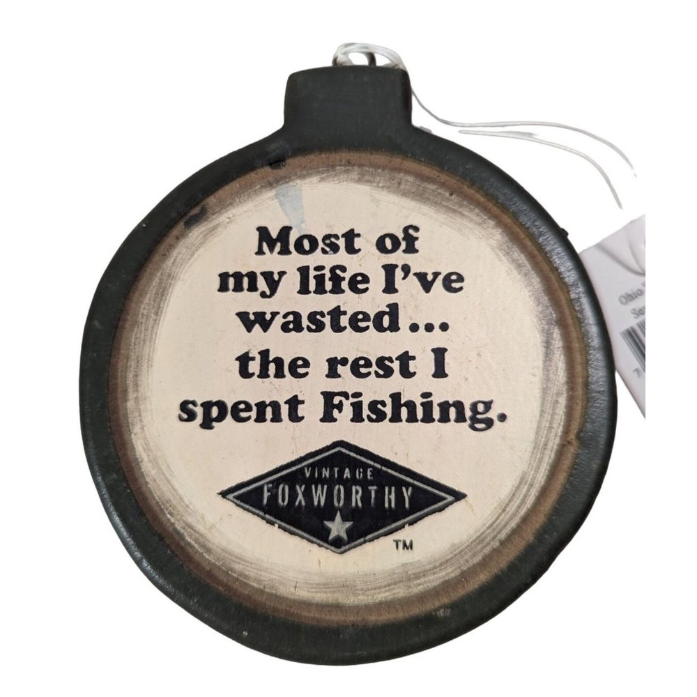 Ohio Wholesale 2006 Jeff Foxworthy Ornament 3.5 x 4-inch Dark Gray Wood Fishing